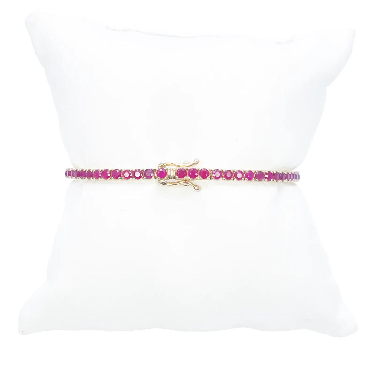 14ct Yellow Gold Natural Round Ruby Tennis Bracelet 5ct 7 Inches Length