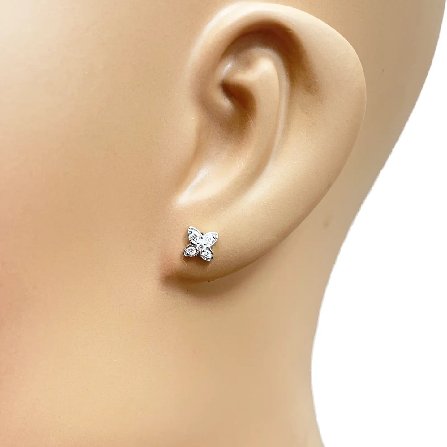 18ct Gold Natural Round Diamond Flower Childrens Stud Earrings 0.14ct