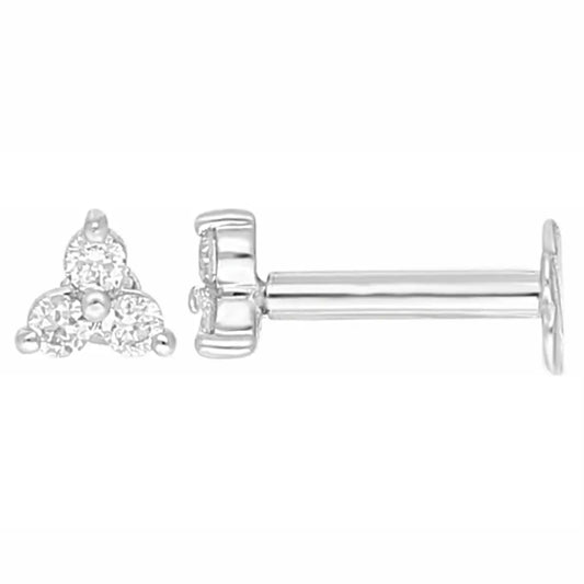 18ct Yellow Gold Natural Round Diamond Three Stone Nose Stud 0.05ct Body Piercings