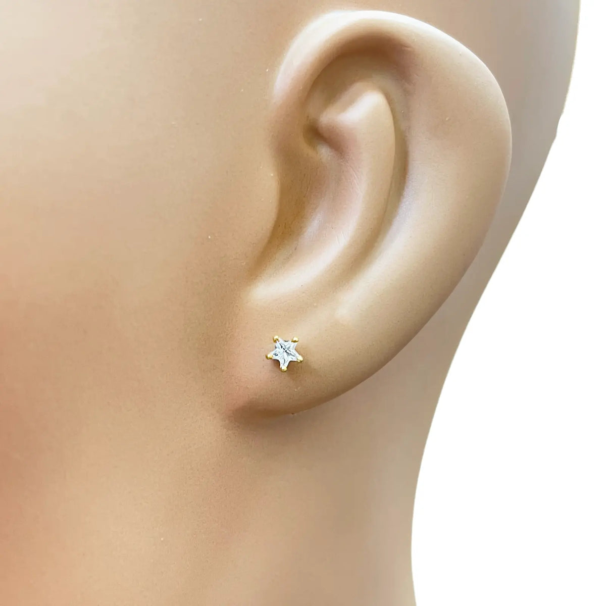 22ct Gold Cubic Zirconia Star Childrens Stud Earrings 4.3mm
