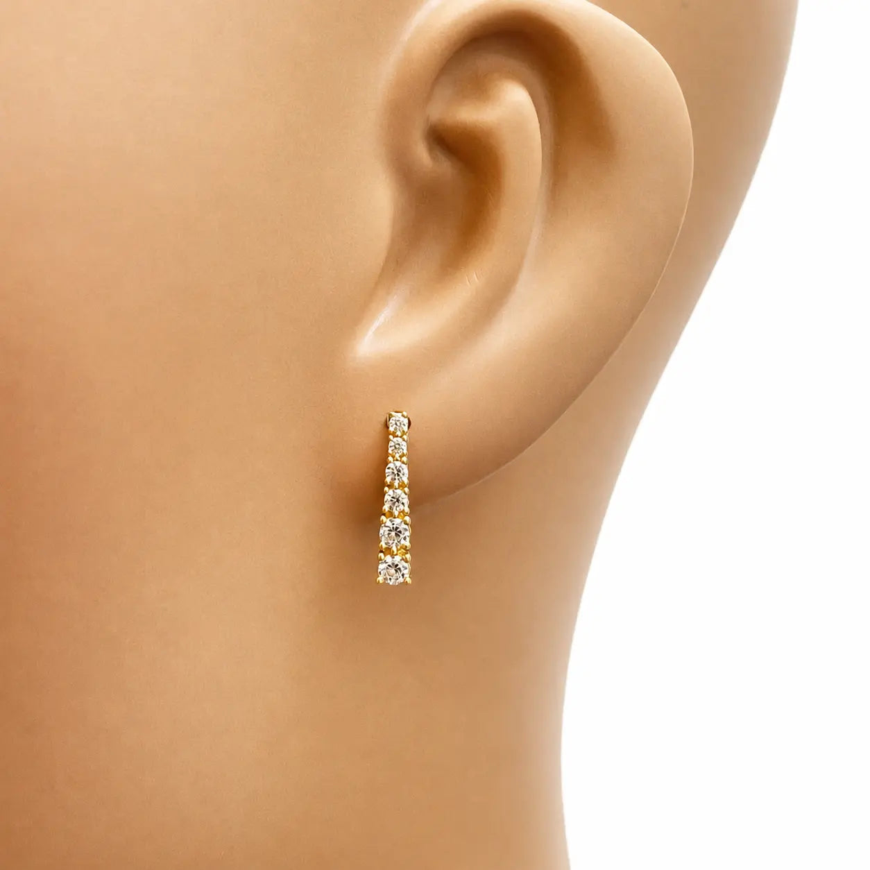 22ct Yellow Gold Graduated Cubic Zirconia Hoop Earrings Gold Earrings