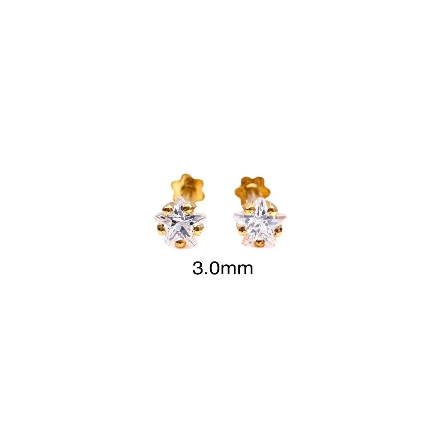 22ct Yellow Gold & Cubic Zirconia Children Stud Earrings Durable Steam 3.0-4.5MM
