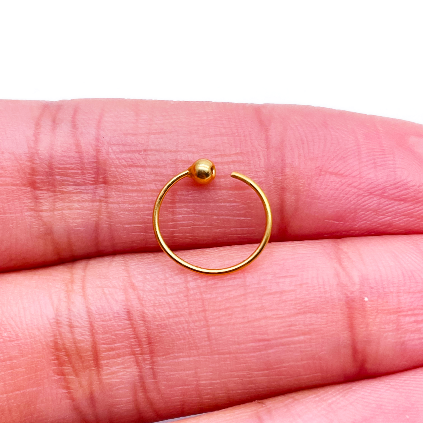 Anneau de nez simple en or jaune poli 22 carats 10 mm