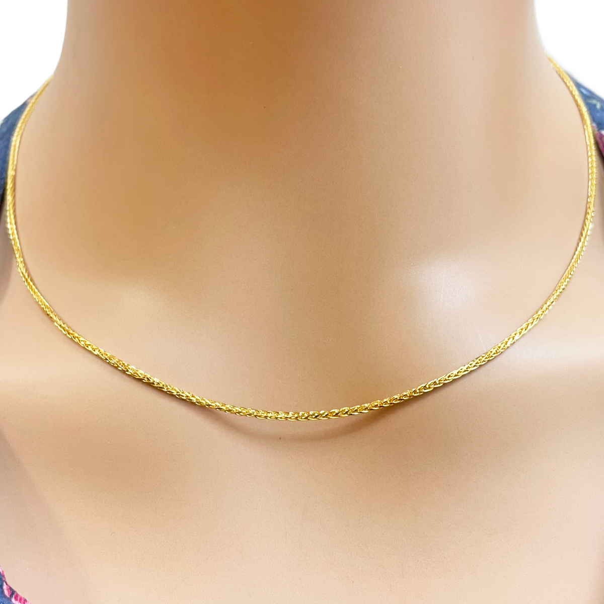 Collier chaîne Spiga en or jaune 22 carats 18 pouces 1,4 mm de large