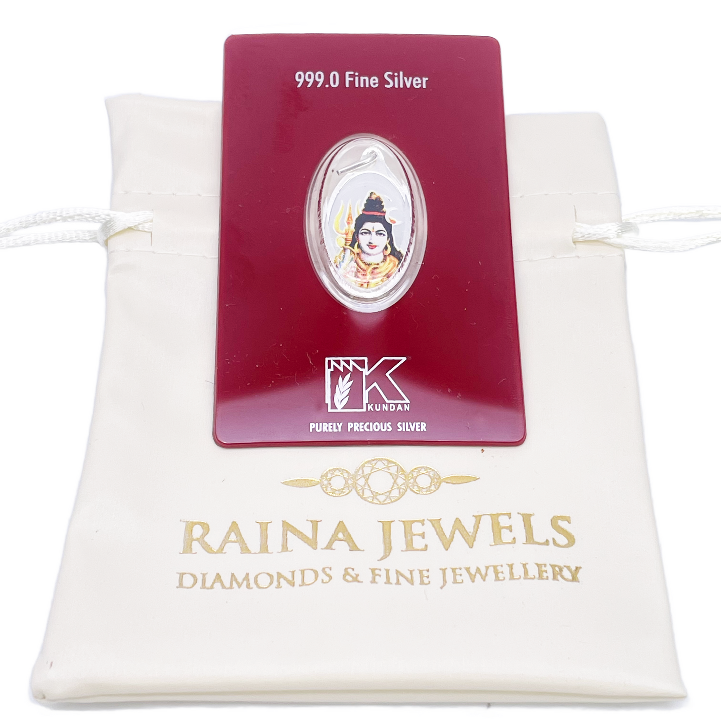 Pendentif 5 grammes en argent pur 999.9, coloré, motif Shankar / Shiva, emballage scellé