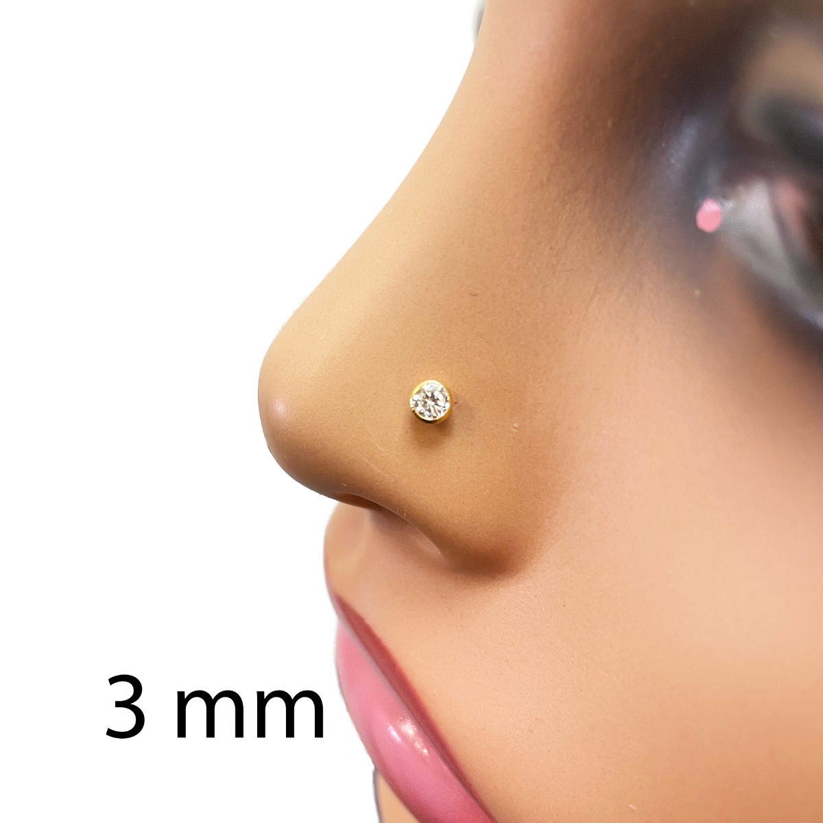 Clous de nez/bijoux de nez à vis en or jaune 22 carats et oxyde de zirconium (3,5MM-4,5MM)