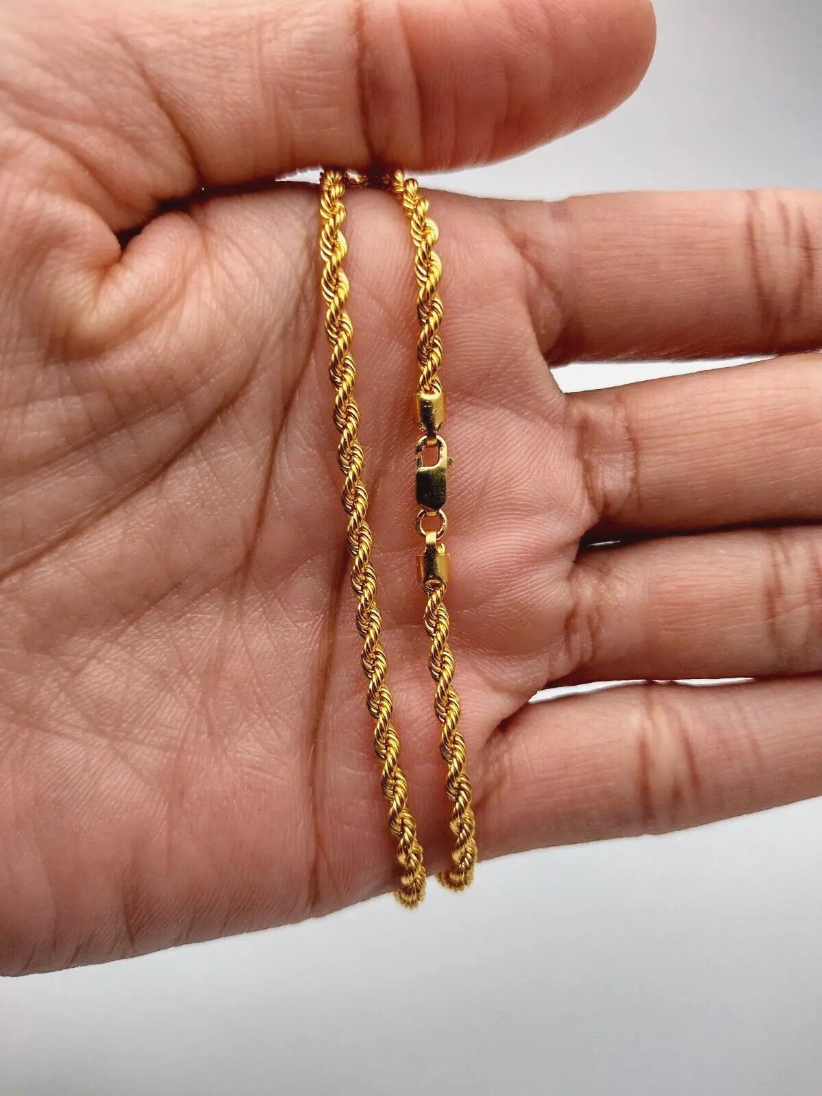 22ct / 22K Yellow Gold Mens/Ladies Lightweight Rope Chain Necklace 16'' inches