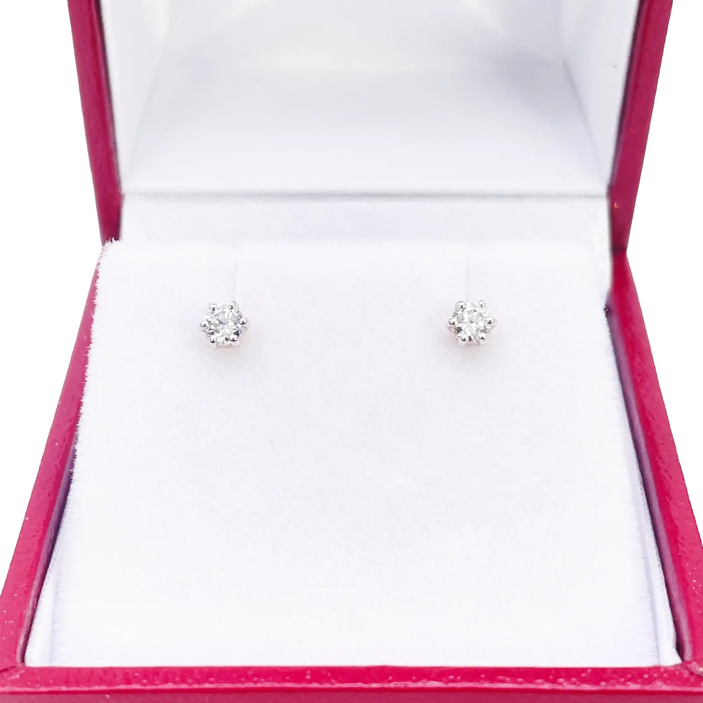 14ct Gold Natural Round Diamond Stud Earrings 0.20ct 6 Claw 3.3mm Wide 