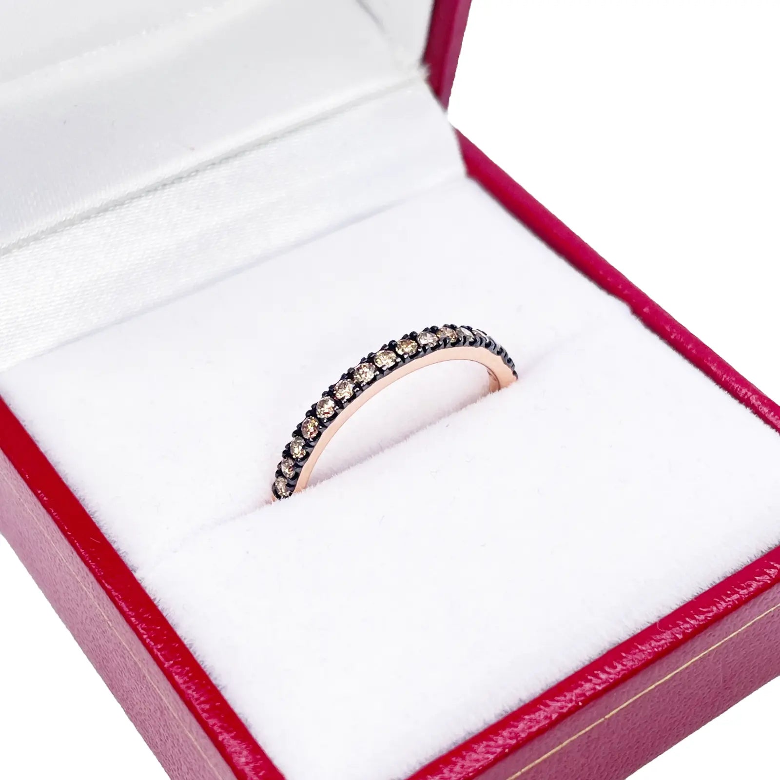 14ct Rose Gold Half Eternity Band With Brown Champagne Diamonds 0.20ct  Diamond Ring