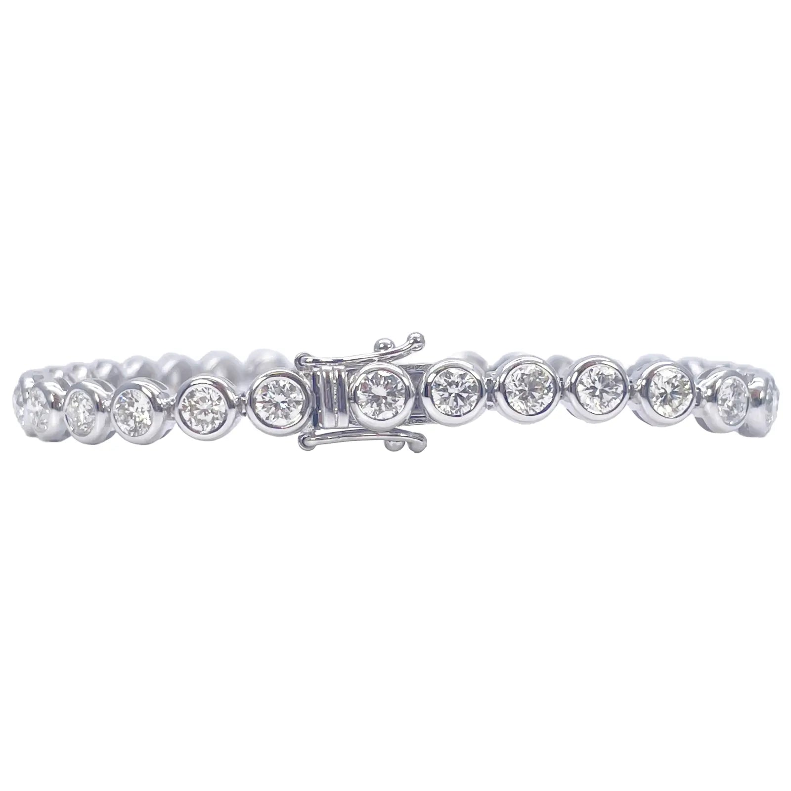 14ct White Gold Natural Diamond Bezel Tennis Bracelet 3.95ct 7 inches  Diamond Bracelets