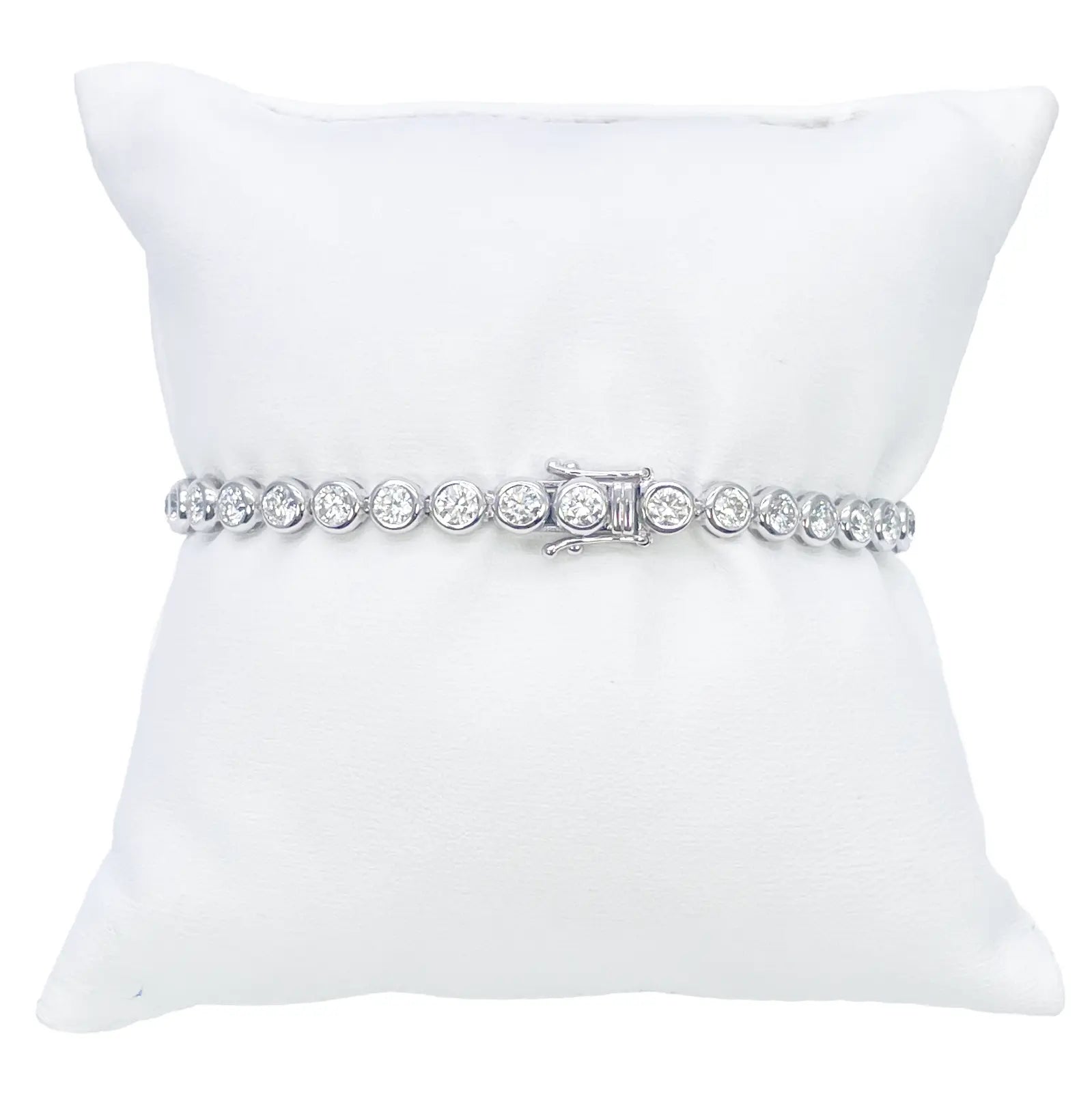 14ct White Gold Natural Diamond Bezel Tennis Bracelet 3.95ct 7 inches  Diamond Bracelets