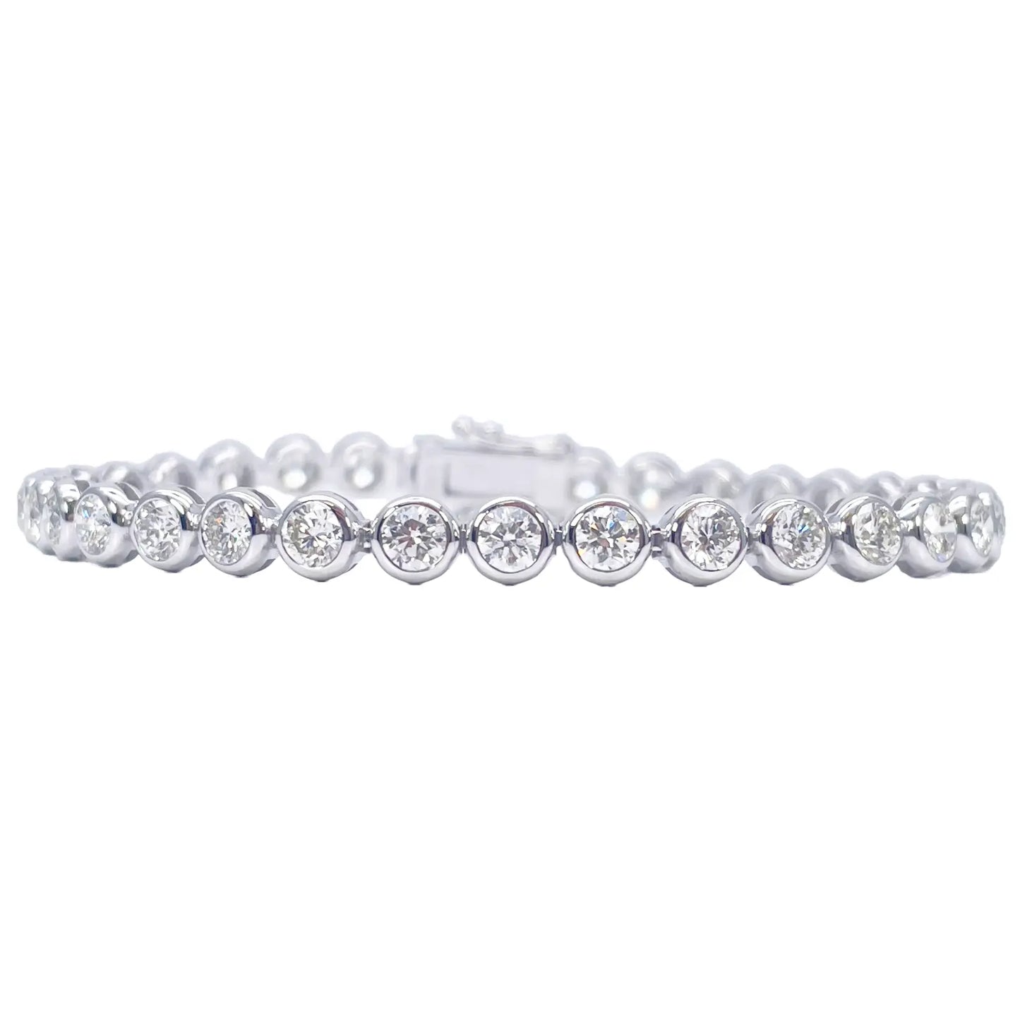 14ct White Gold Natural Diamond Bezel Tennis Bracelet 5.54ct 7inches  Diamond Bracelets