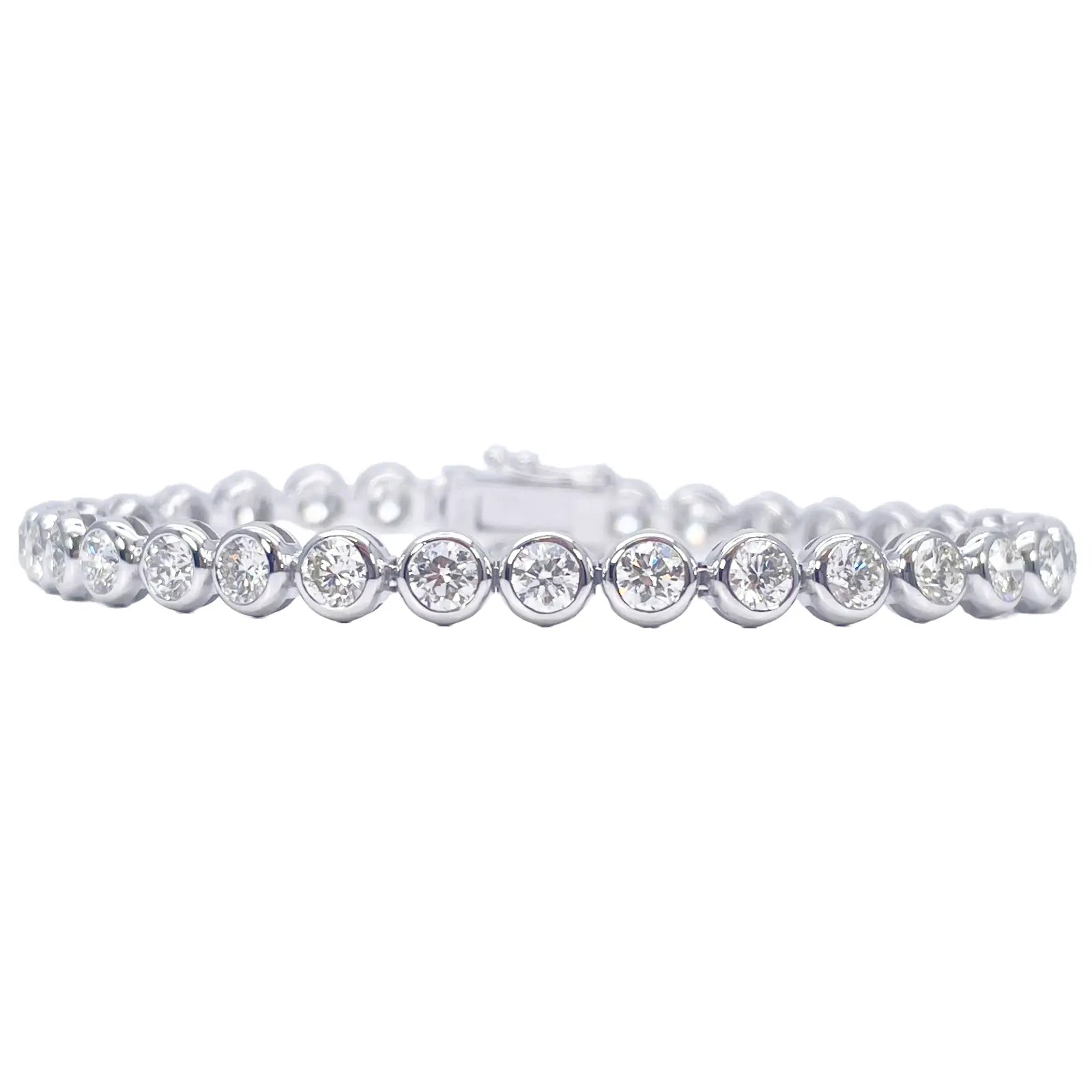 14ct White Gold Natural Diamond Bezel Tennis Bracelet 5.54ct 7inches  Diamond Bracelets