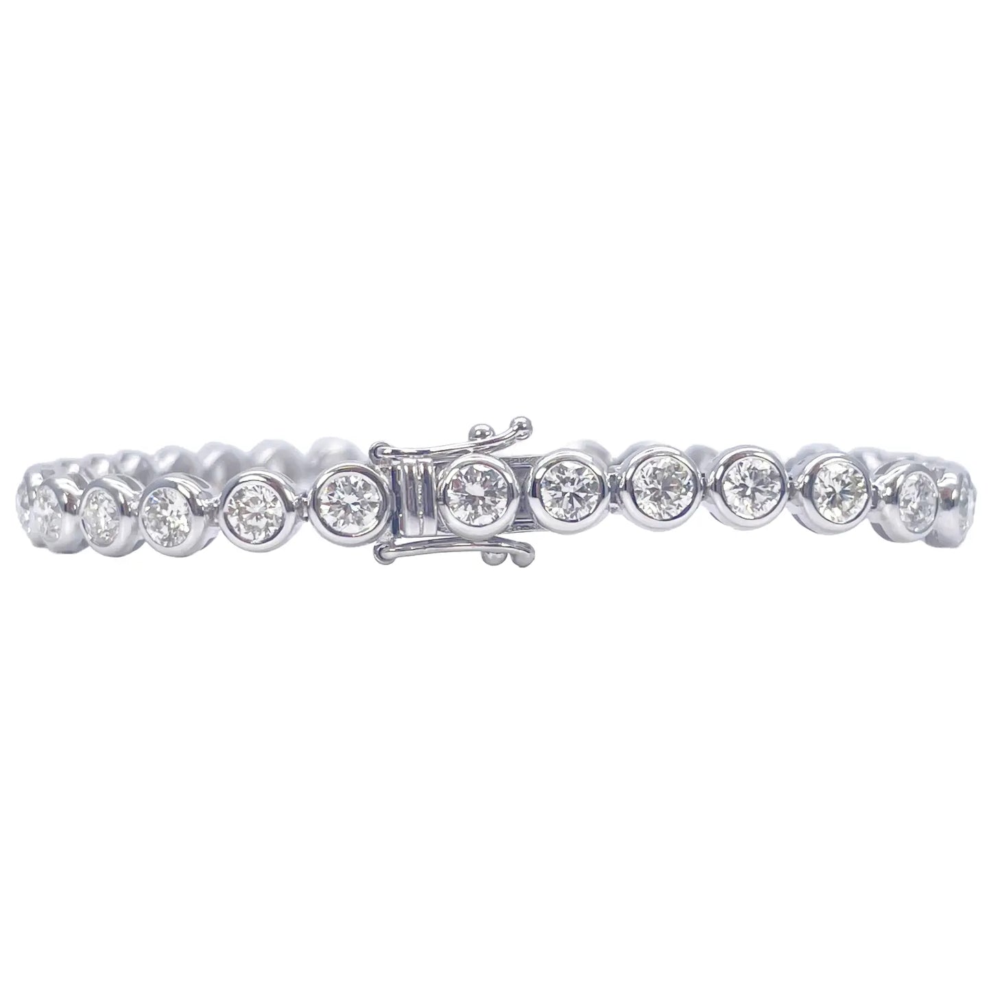 14ct White Gold Natural Diamond Bezel Tennis Bracelet 5.54ct 7inches  Diamond Bracelets