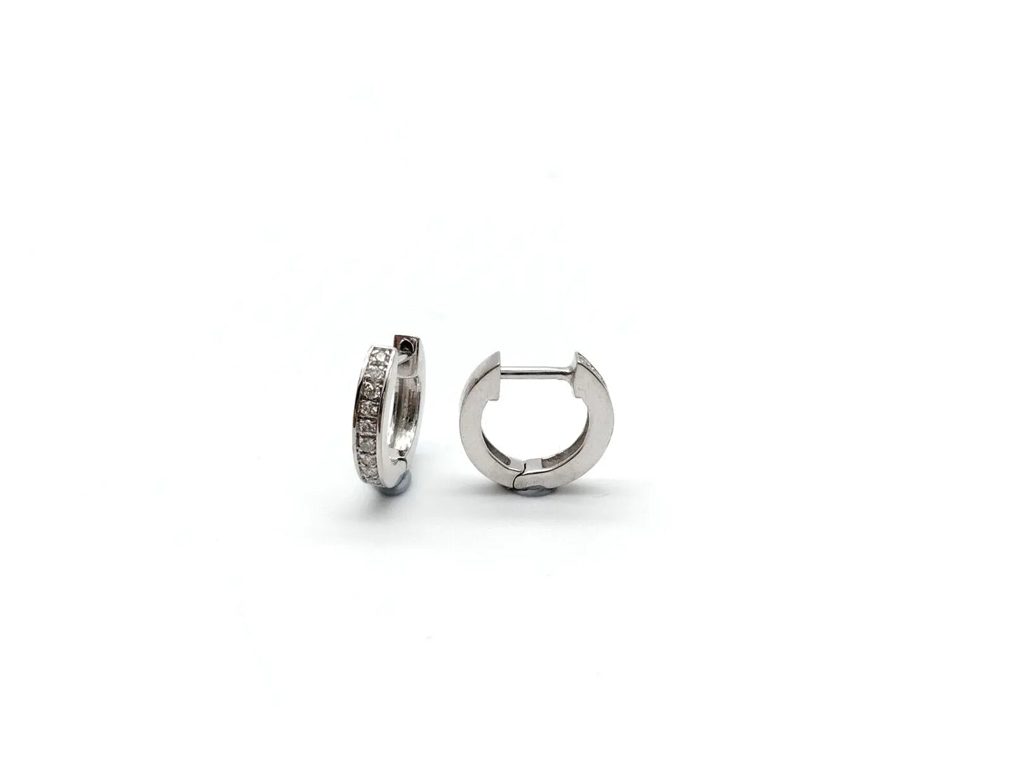 14ct White Gold & Diamond Pair of Mini Huggie Hoop Earrings 0.12 carats 