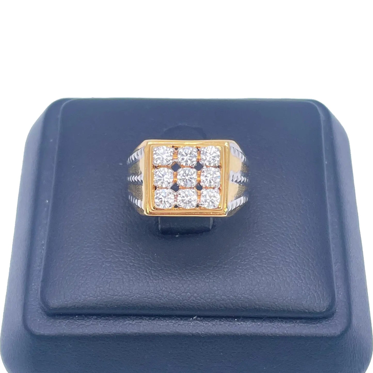 14ct Yellow Gold High Polished Cubic Zirconia Men's Signet Ring 