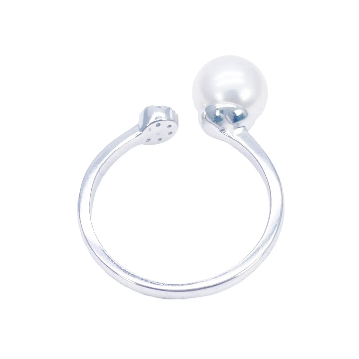 18ct Gold Freshwater Pearl Diamond Ring Natural Round 0.05ct  Diamond Ring