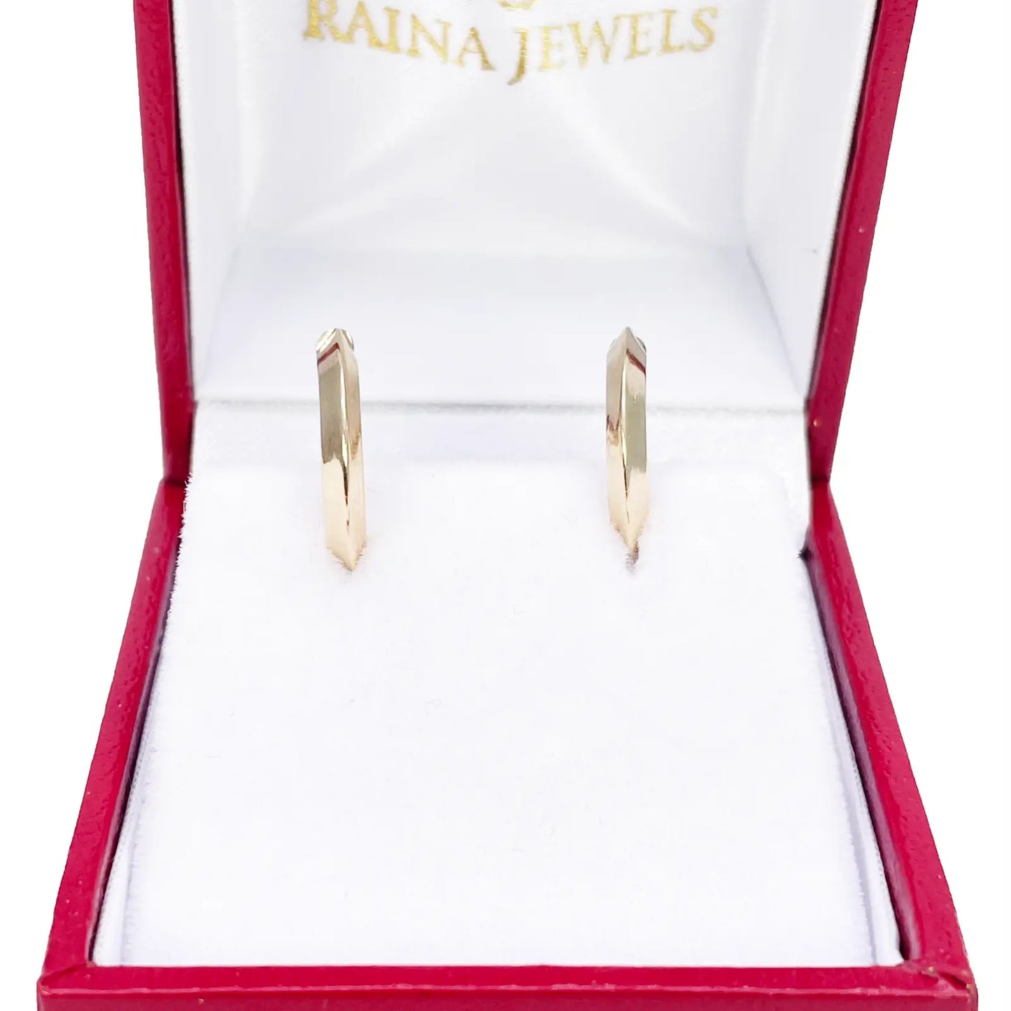 18ct Gold Hoop High Polished Diamond Cut Huggie Earrings 10.5mm Diameter 