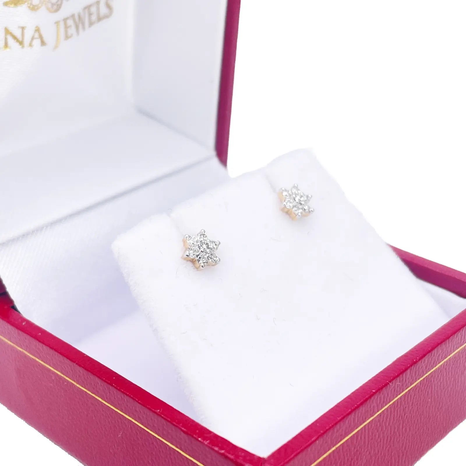 18ct Gold Natural Diamond Floral Stud Earrings 0.18ct - 4.5mm Width 