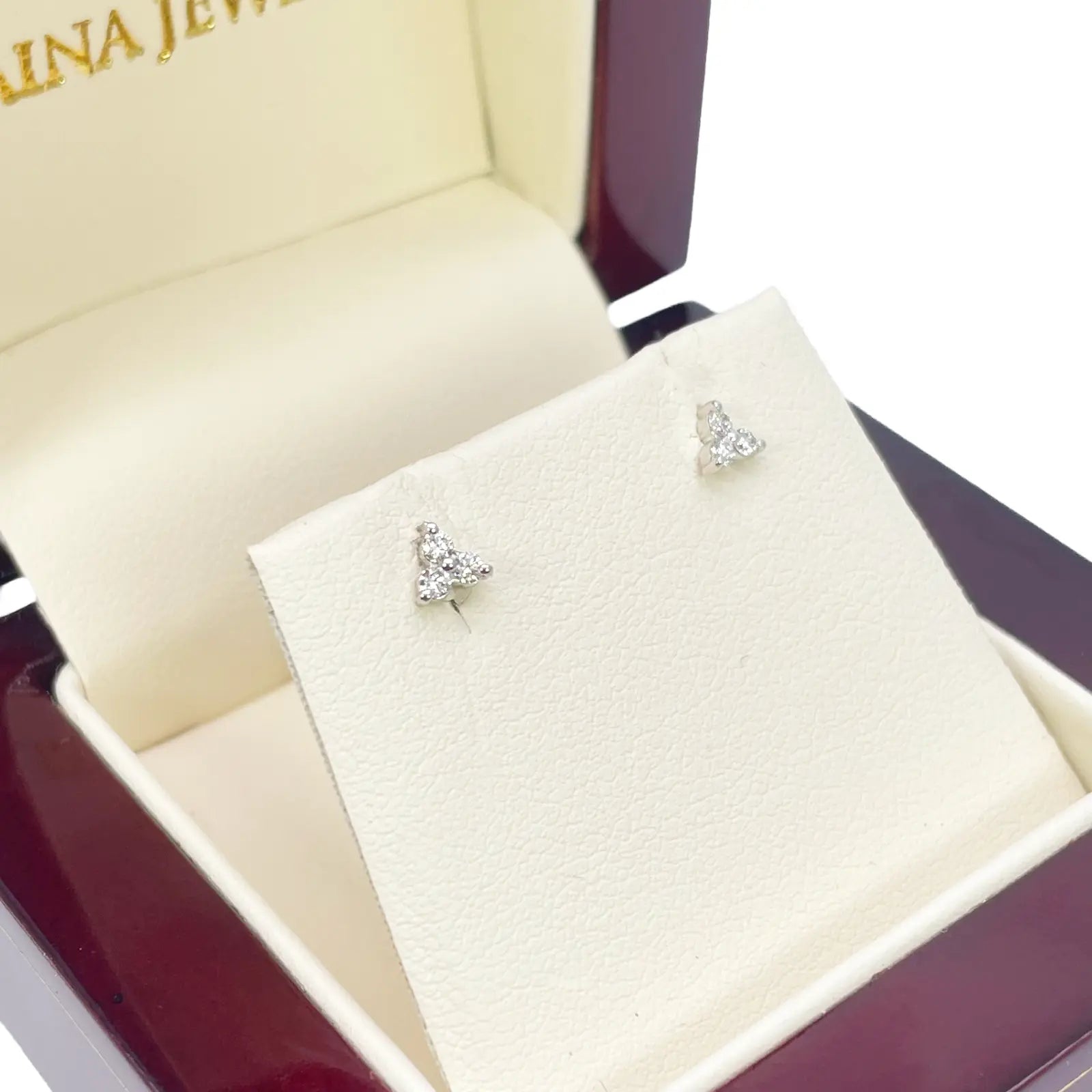 18ct Gold Natural Round Diamond Three Stone Children's Studs Earrings 0.10ct 
