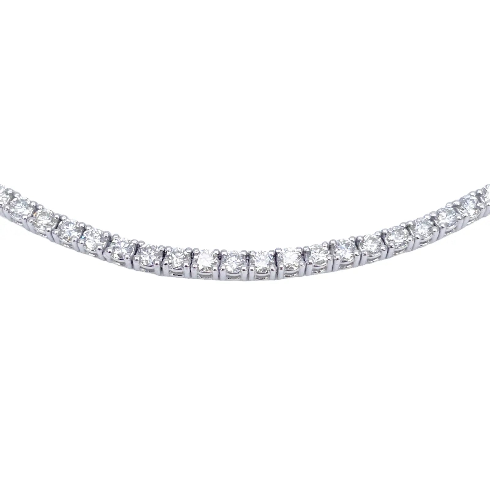 18ct White Gold 4-Claw Natural Diamond Tennis Necklace 6.00ct 17.5 Inches 