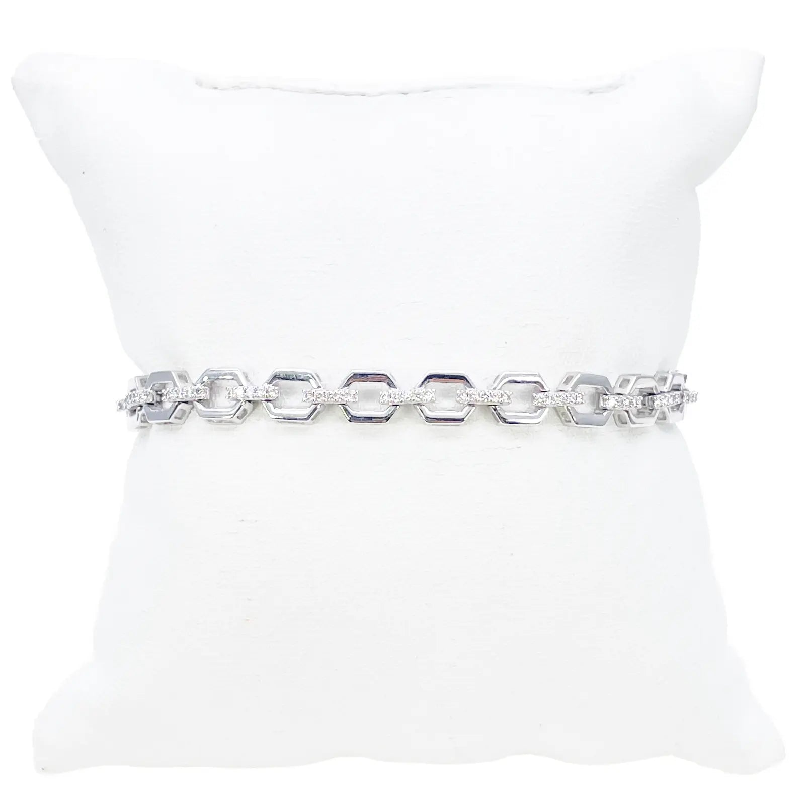 18ct White Gold Diamond Geometric Ladies Bracelet 0.70ct 7.5 Inches  Diamond Bracelets