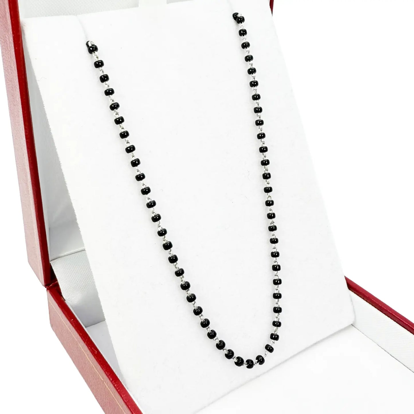 18ct White Gold Ladies Mangalsutra Chain Black Beaded Necklace 18 Inches  Mangalsutra Chains