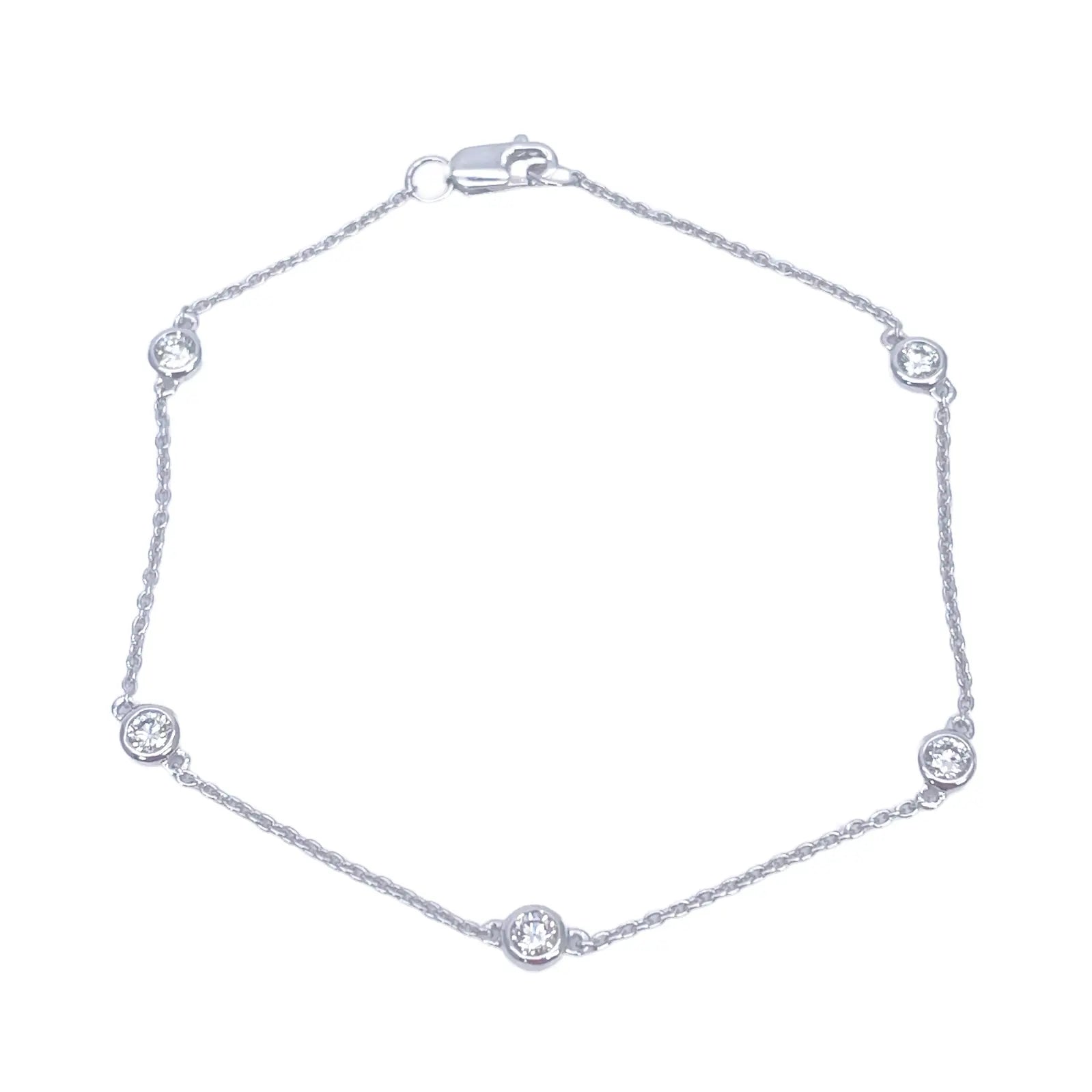 18ct White Gold Natural Diamond Bezel Bracelet 0.40ct 7''inches  Diamond Bracelets