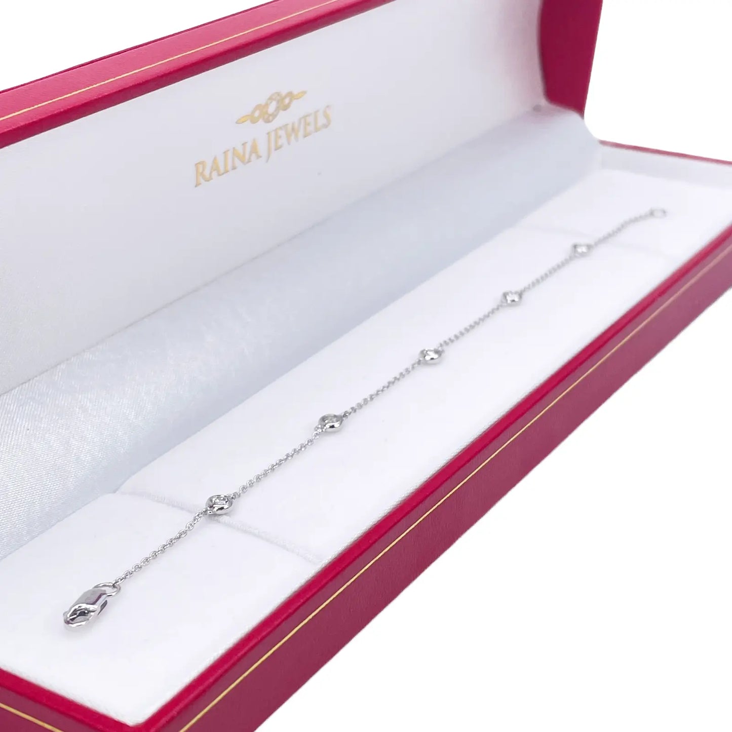 18ct White Gold Natural Diamond Bezel Bracelet 0.40ct 7''inches  Diamond Bracelets