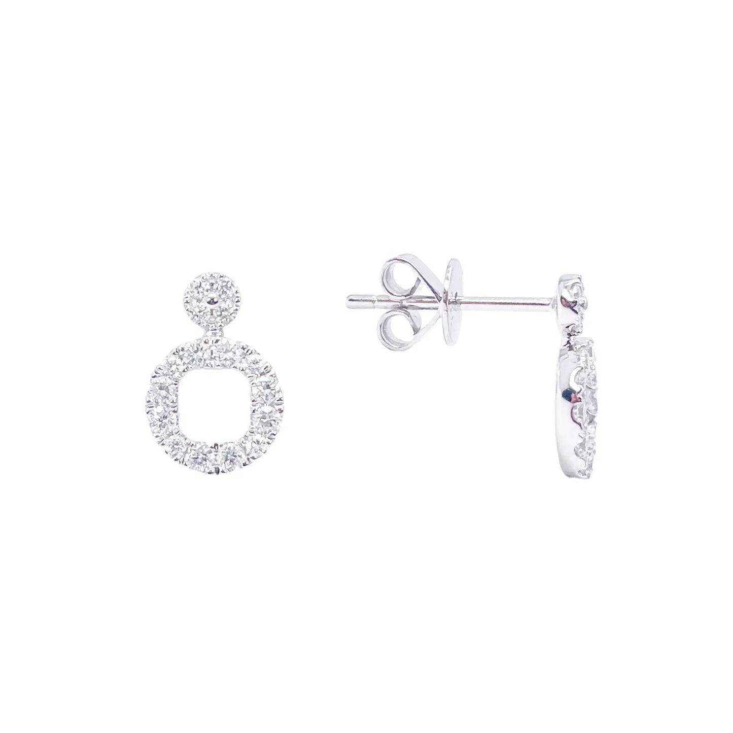 18ct White Gold Natural Diamond Circle of Life Pave Stud Earrings 0.30ct 