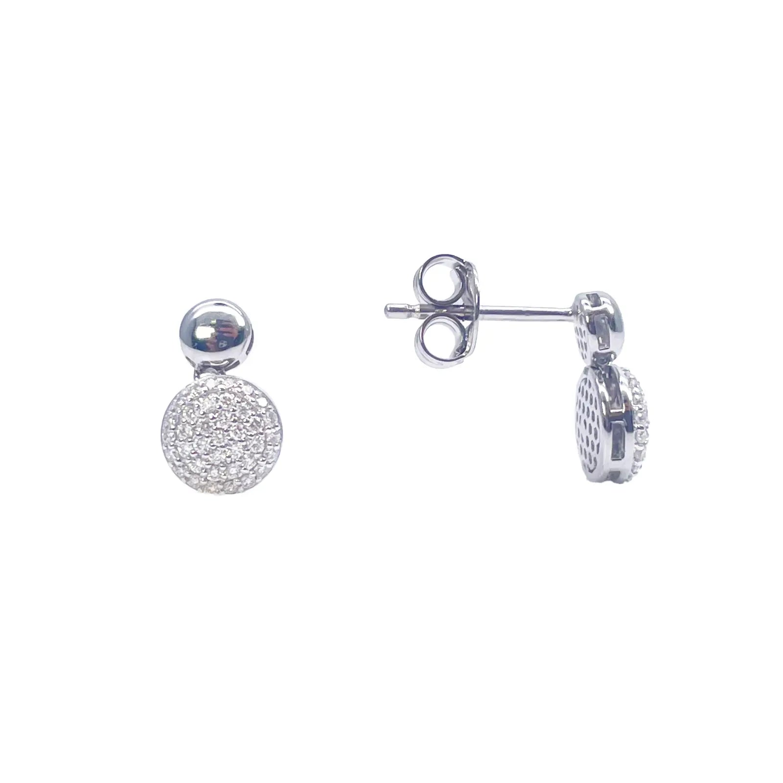 18ct White Gold Natural Diamond Drop/Dangle Stud Earrings 0.28ct 