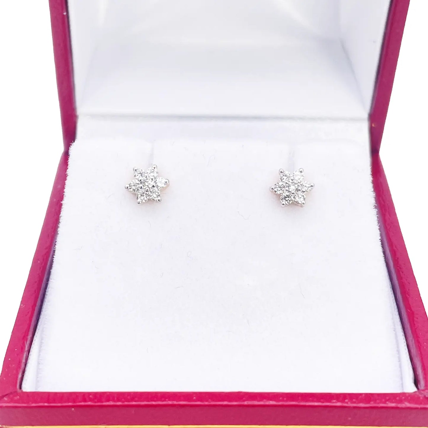18ct White Gold Natural Diamond Floral Stud Earrings 0.18ct - 4.5mm Width 