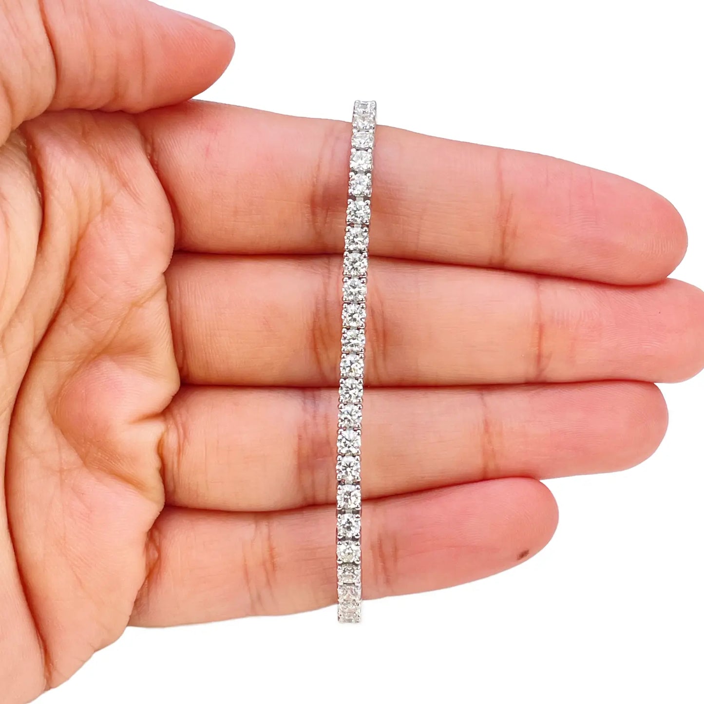 18ct White Gold Natural Diamond Tennis Bracelet 4-claw 4.50ct 7 Inches 3mm¬† Diamond Bracelets