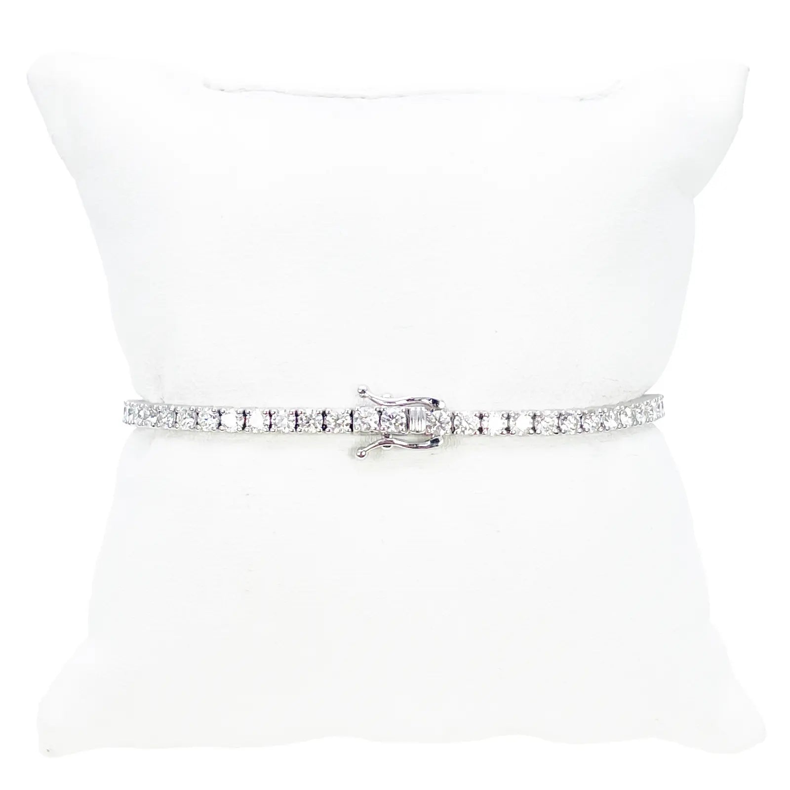 18ct White Gold Natural Diamond Tennis Bracelet 4-claw 4.50ct 7 Inches 3mm¬† Diamond Bracelets