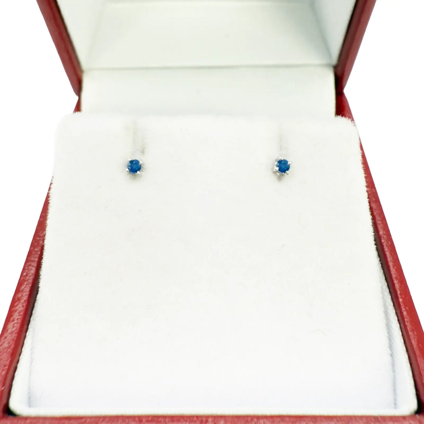 18ct White Gold Natural Round Sapphire Kids Children's Stud Earrings 0.04ct 