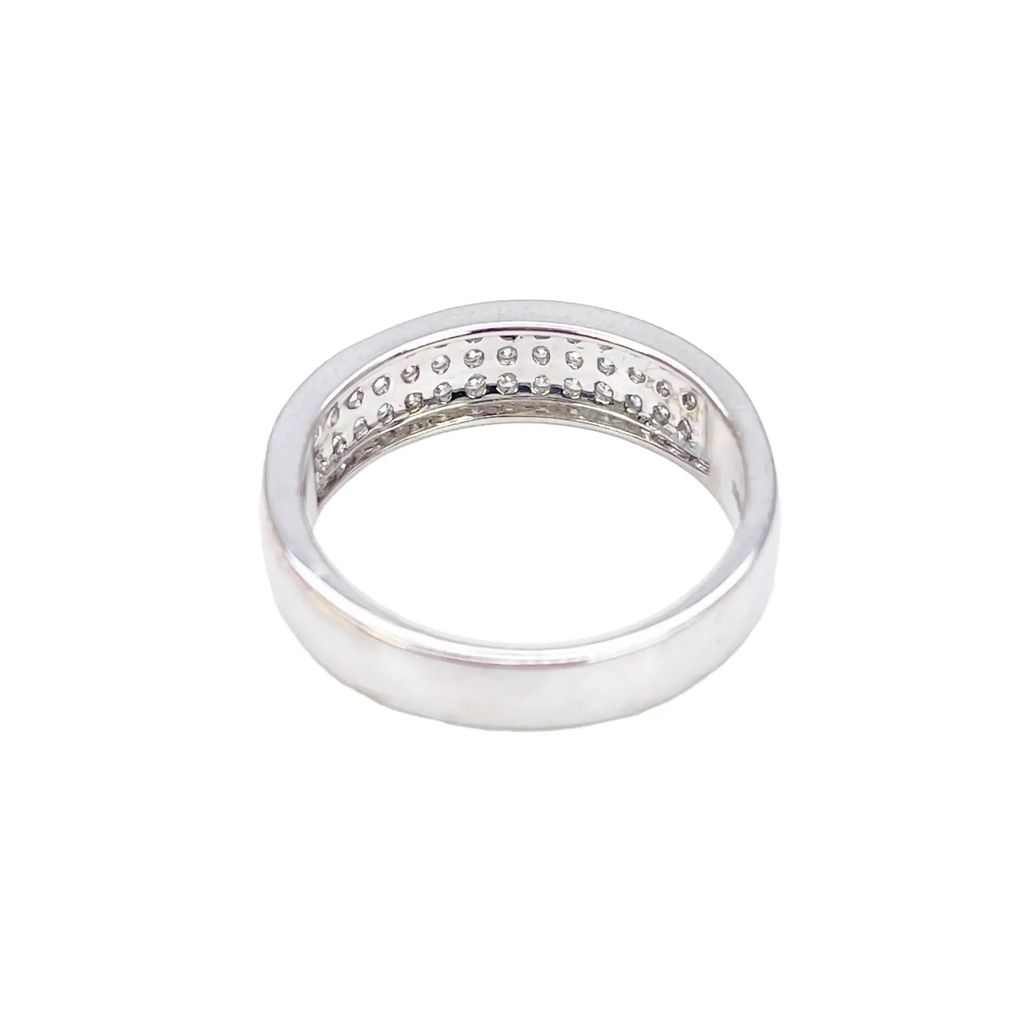 18ct White Gold Three Row Natural Diamond Half Eternity Wedding Band 0.45ct  Diamond Ring