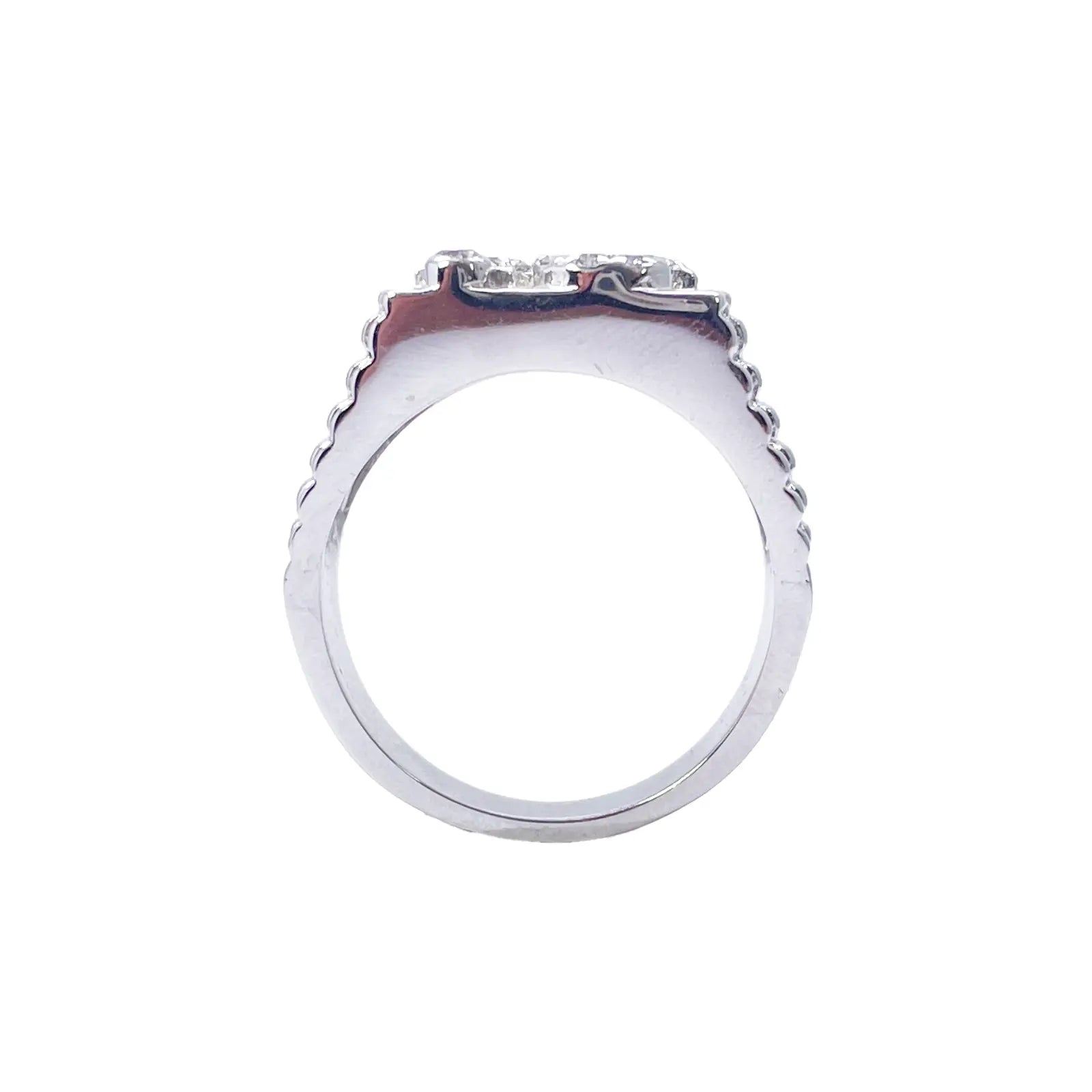 18ct White Gold & Round Natural Diamond Gents OM Signet Ring 0.35ct  Diamond Ring