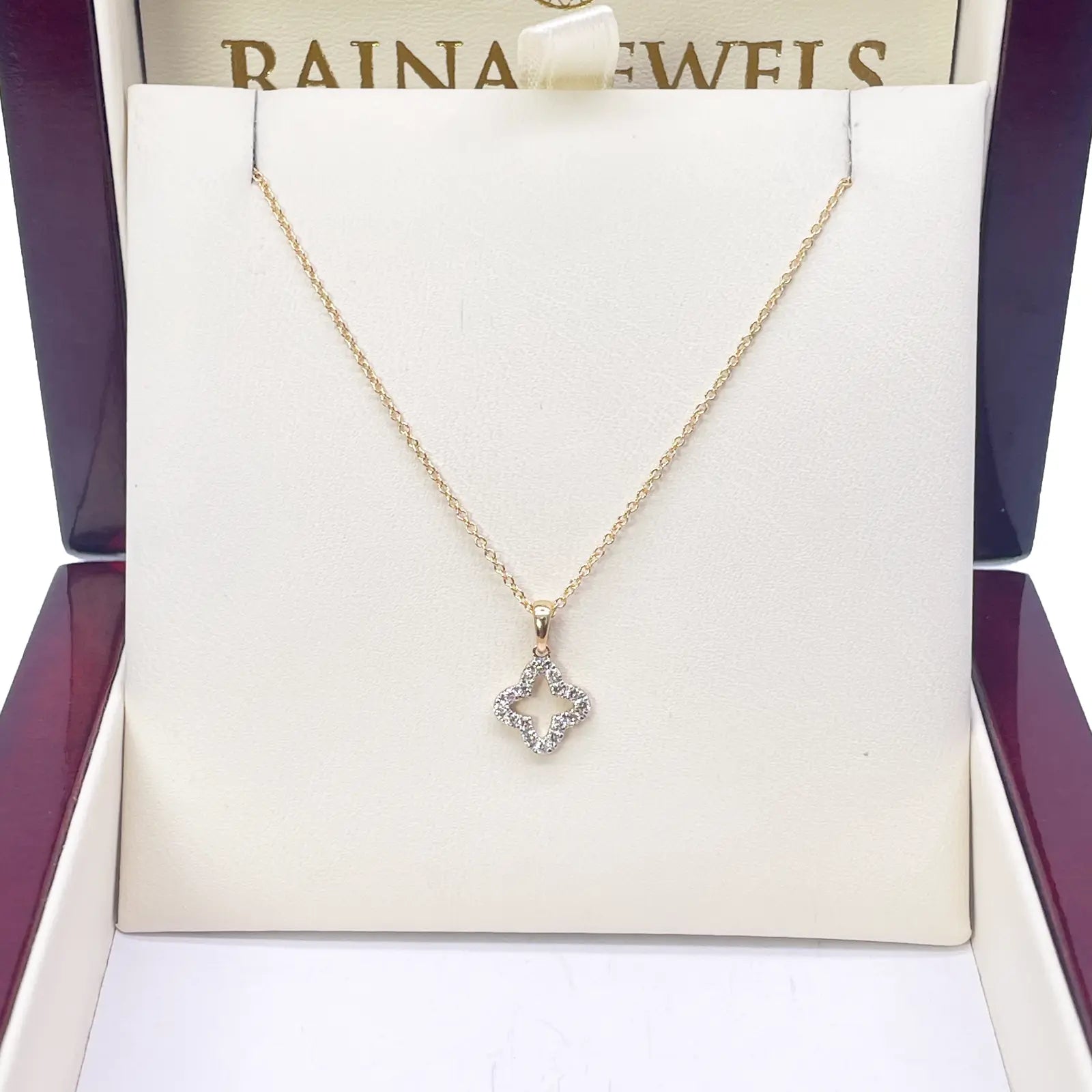 18ct Yellow Gold Diamond Clover Necklace Stud Earrings Matching Set 0.38ct 
