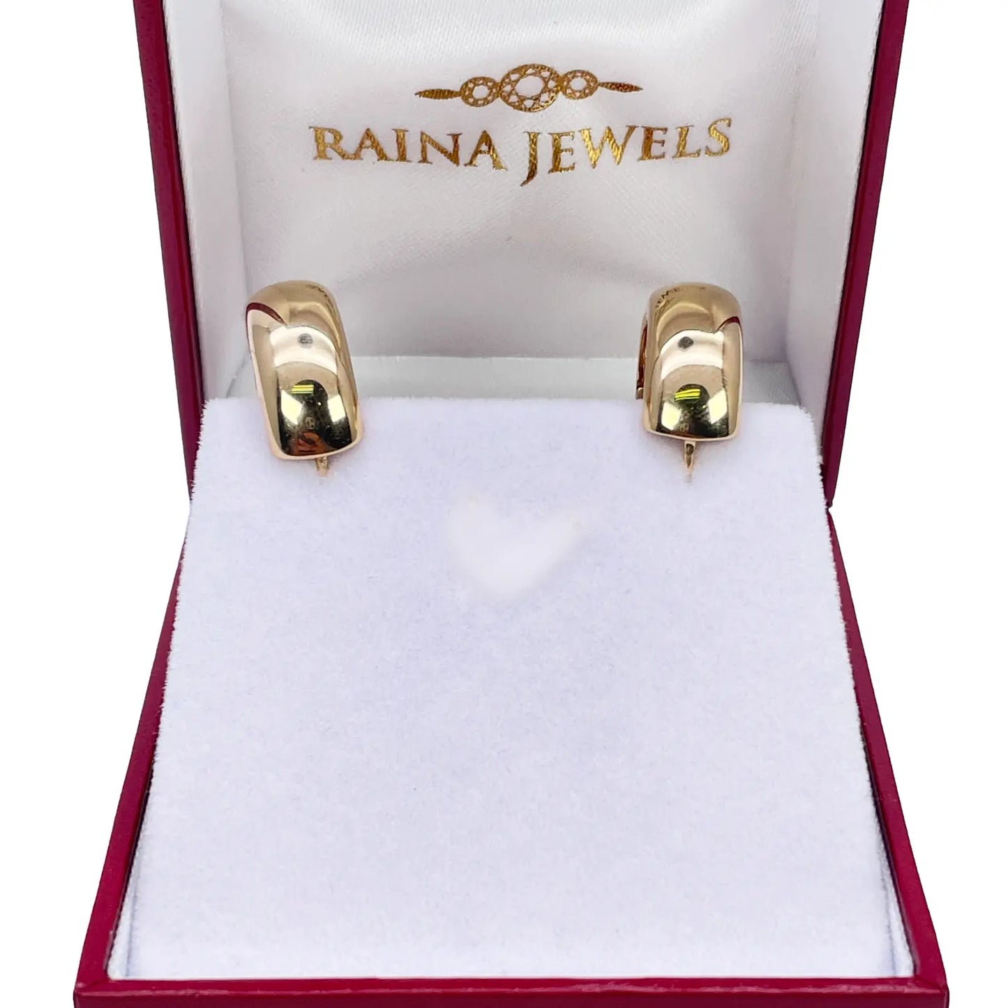 18ct Yellow Gold Hoop Huggie High Polished Earrings 8.2mm Width 18mm Diameter 