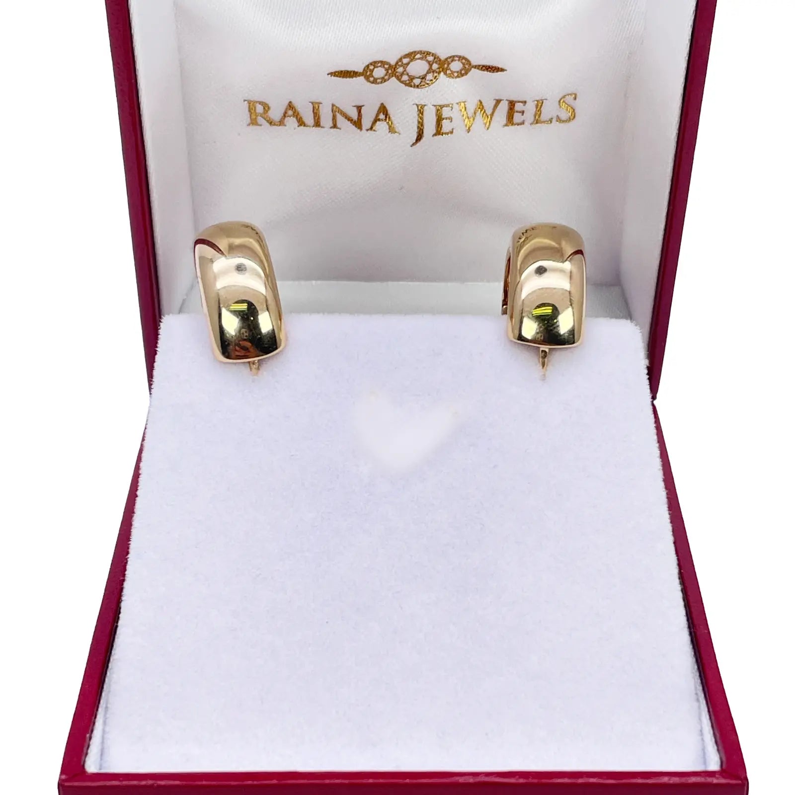18ct Yellow Gold Hoop Huggie High Polished Earrings 8.2mm Width 18mm Diameter 