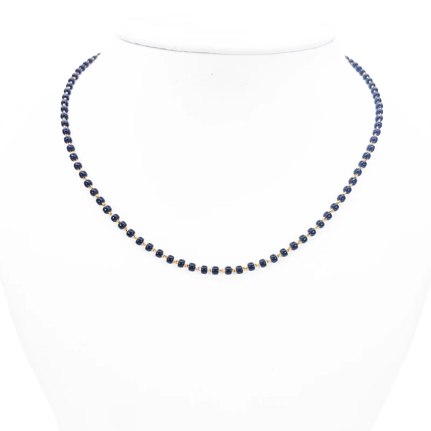 18ct Yellow Gold Mangalsutra Chain Black Beaded Necklace 16 inches 2.7mm Width  Diamond Bracelets