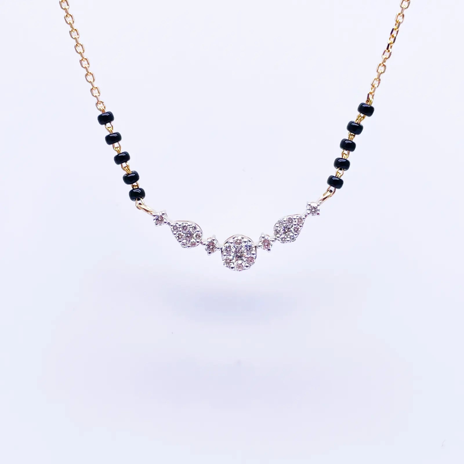 18ct Yellow Gold Natural Diamond 0.51ct Round & Pear Pendant Mangalsutra Necklace IGI Certified  Mangalsutra Chains
