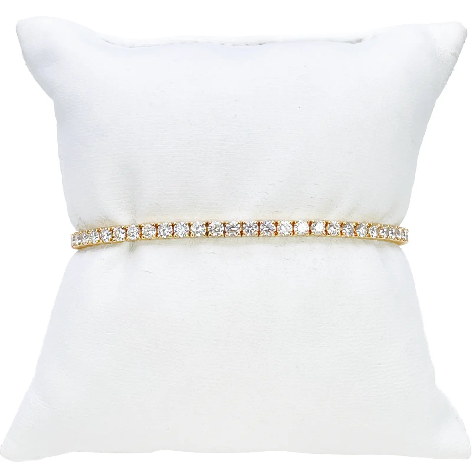 18ct Yellow Gold Natural Diamond Tennis Bracelet 4-claw 4.50ct 7 Inches 3mm¬† Diamond Bracelets