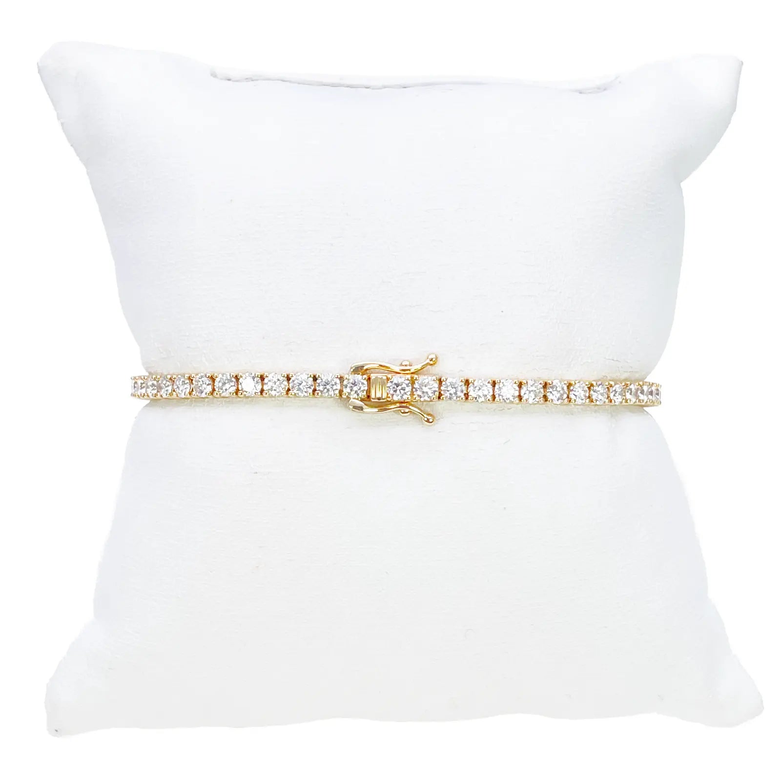 18ct Yellow Gold Natural Diamond Tennis Bracelet 4-claw 4.50ct 7 Inches 3mm¬† Diamond Bracelets