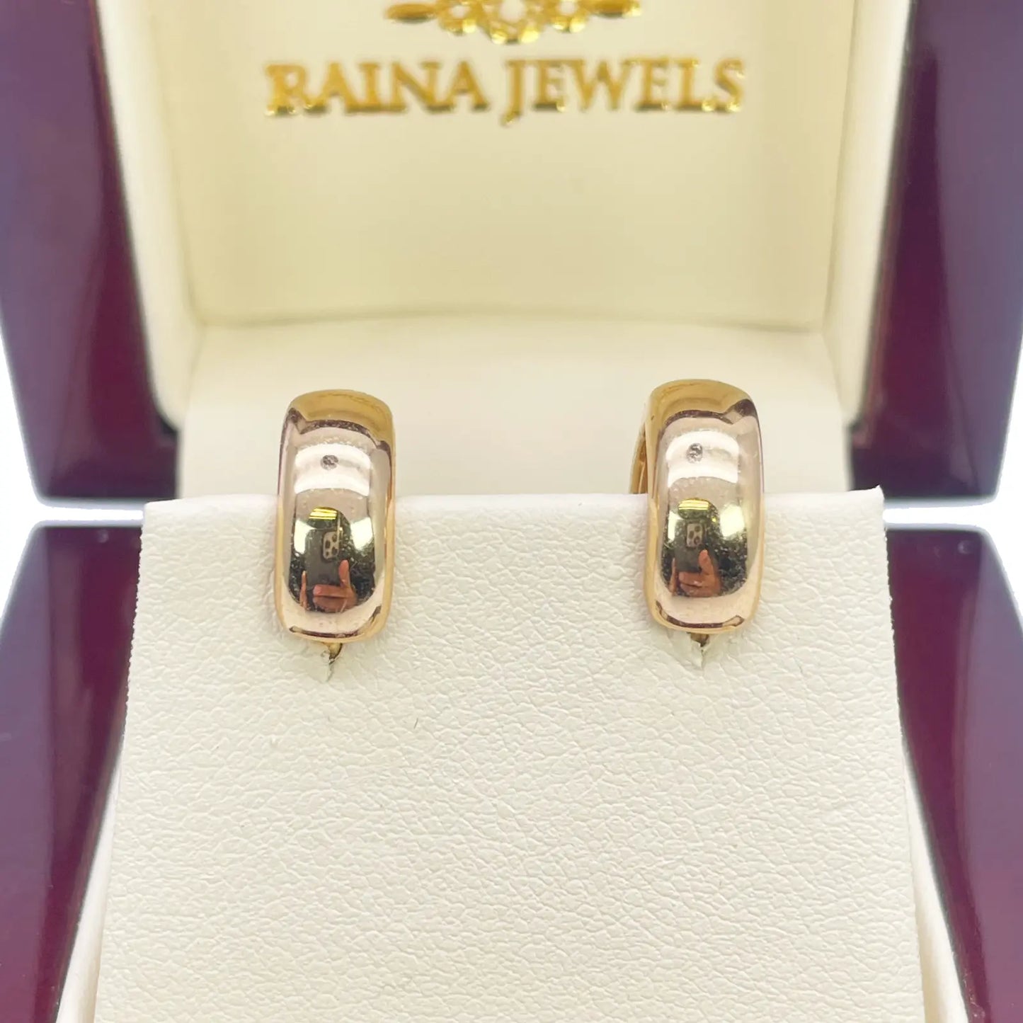 18ct Yellow Gold Pair Of Hoop Huggie Earrings 5.5mm Width & 10mm Diameter 