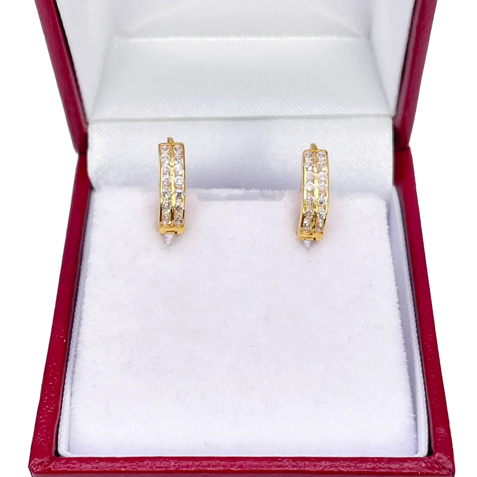 18ct Yellow Gold Pair Of Two Row Oval Hoop Huggie Earrings 5.3mm Diameter 