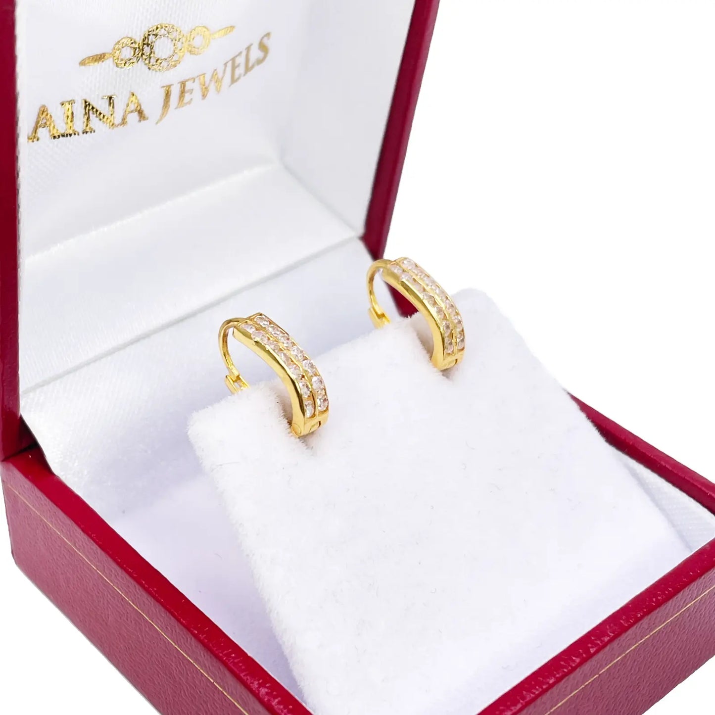 18ct Yellow Gold Pair Of Two Row Oval Hoop Huggie Earrings 5.3mm Diameter 