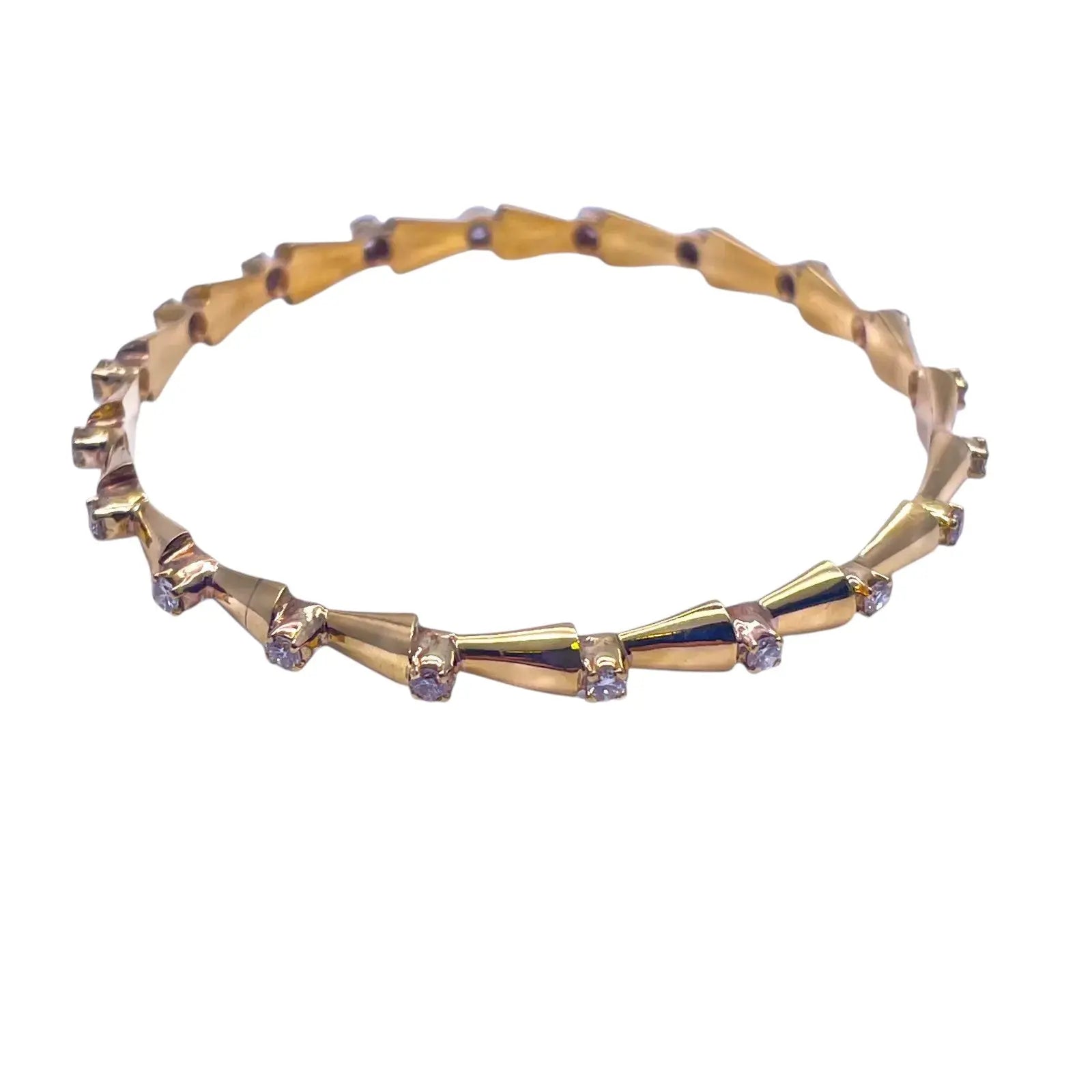 18ct Yellow Gold Solid Fancy Round Diamond Cuff Bangle Bracelet 1.00ct  Diamond bracelet