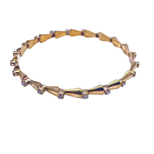 18ct Yellow Gold Solid Fancy Round Diamond Cuff Bangle Bracelet 1.00ct  Diamond bracelet