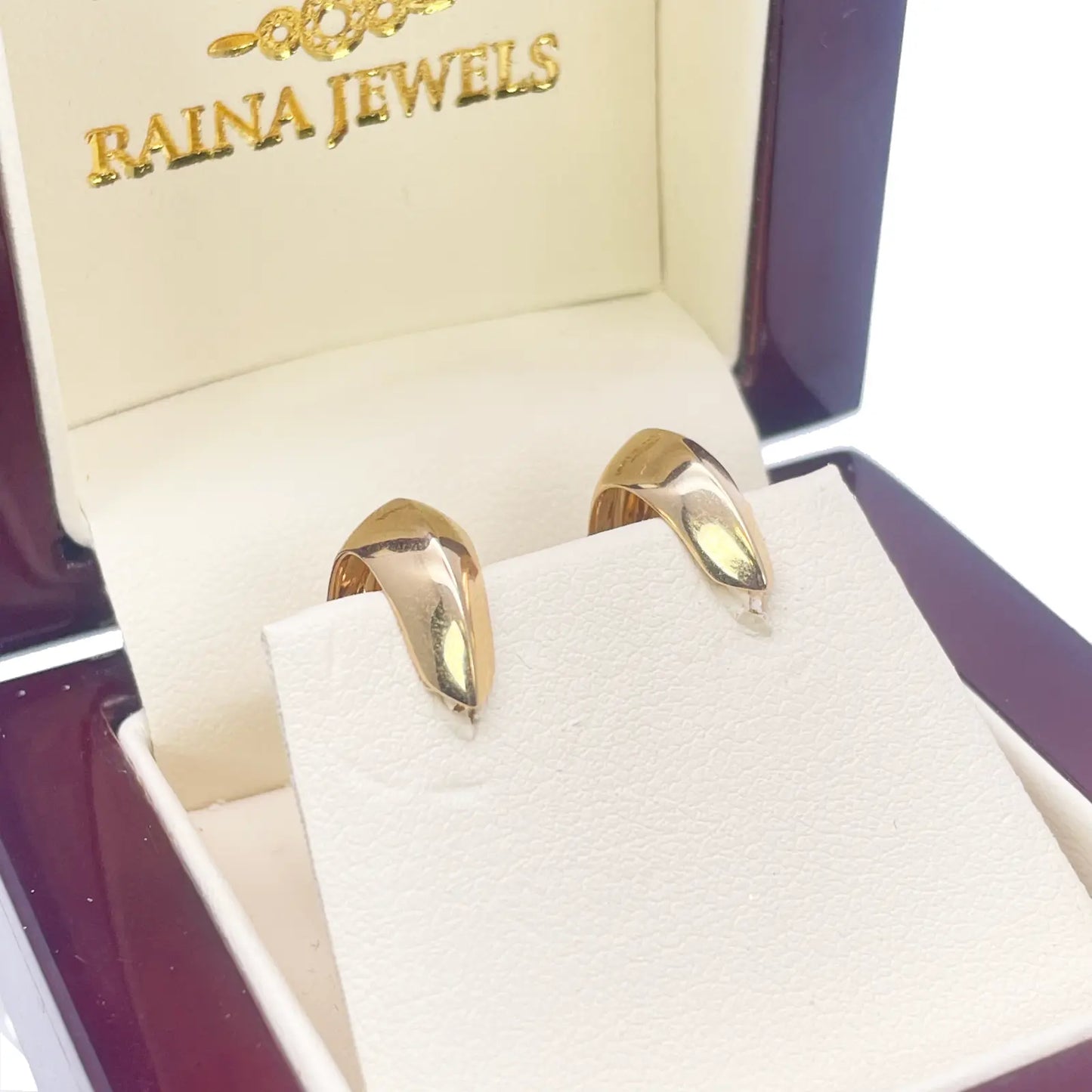 18ct Yellow Gold  Square Hoop Huggie High Polished Minimalist Chic Earrings 